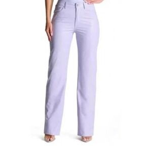 Naked Wardrobe Croc Embossed High‎ Waist Pants Lavender Wide Leg Trousers